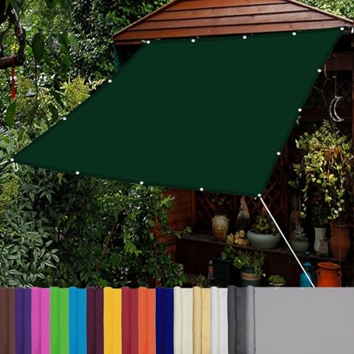 Sonnensegel, 3.5 x 8 m PES Polyester mit UV Schutz,Wasserdicht, Rechter Winkel Sonnensegel, Beschattungsnetz, mit Ösen für Garten Terrasse Camping, Dunkelgrün von GQINGHUA