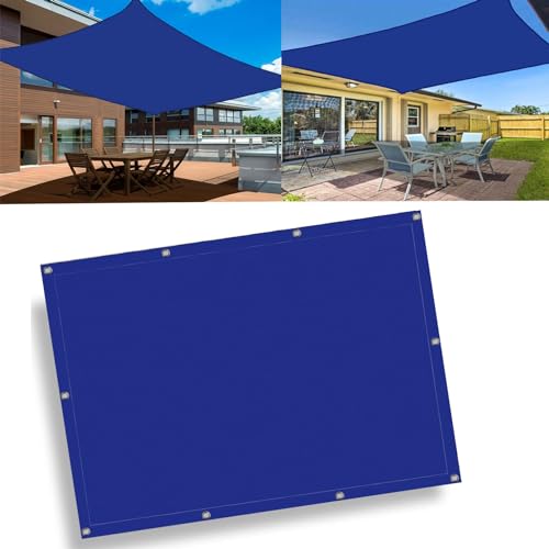 Sonnensegel Rechteck, 4 x 5 m PES Polyester mit UV Schutz,Wasserdicht, Sonnensegel,Segeltuch Wasserdicht, inkl Befestigungsseile für Garten Terrasse Camping, Dunkelblau von GQINGHUA