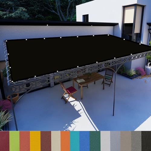 Sonnensegel Rechteckig, 5.5 x 6 m PES Polyester mit UV Schutz,Wasserdicht, Sonnensegel Wasserdicht, Rechtwinklig, mit Ösen für Balkon Garten, Schwarz von GQINGHUA