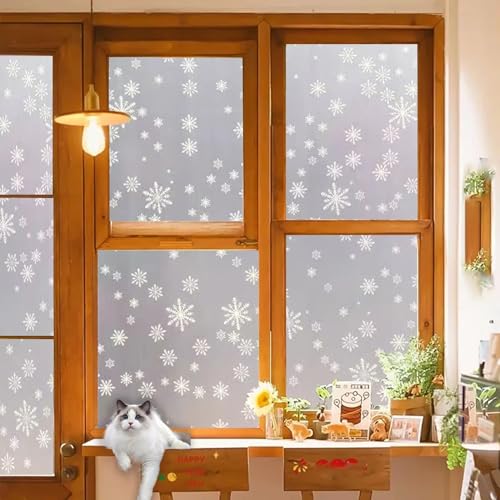 Statische Fensterfolie 60 x 250 cm, Selbstklebend Ohne Kleber Statische Blickdicht Matt, Sichtschutz Anti Uv, Aufkleber Ohne Klebstoff, Schneeflocke Statische Fensterfolie 60 x 250 cm, Selbstklebend Ohne Kleber Statische Blickdicht Matt, Sichtschutz Anti Uv, Aufkleber Ohne Klebstoff, Schneeflocke von GQINGHUA