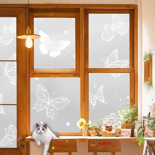 Statische Fensterfolie 90 x 245 cm, Selbstklebend Ohne Kleber Statische Blickdicht Matt, Sichtschutz Anti Uv, Aufkleber Ohne Klebstoff, Schmetterling Statische Fensterfolie 90 x 245 cm, Selbstklebend Ohne Kleber Statische Blickdicht Matt, Sichtschutz Anti Uv, Aufkleber Ohne Klebstoff, Schmetterling von GQINGHUA