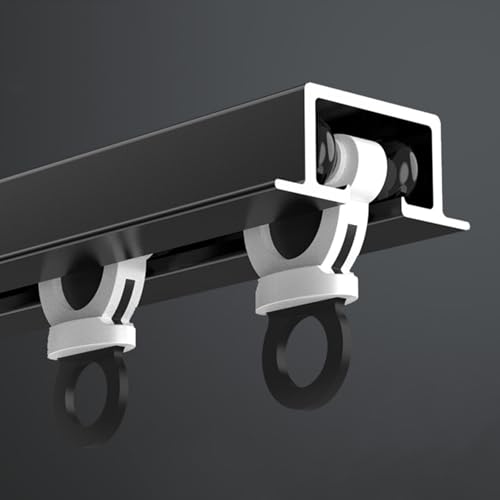 GQJNHUI 1-5 M Versteckte Deckenvorhangschiene, Versenkte Aluminium-Einzelvorhang-Gleitschiene, Geräuschlose Vorhangschiene Für Schlafzimmer/Privatsphäre/Ankleidezimmer/Raumteiler(Black,1.20M) von GQJNHUI