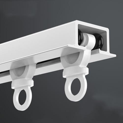 GQJNHUI 1-5 M Versteckte Deckenvorhangschiene, Versenkte Aluminium-Einzelvorhang-Gleitschiene, Geräuschlose Vorhangschiene Für Schlafzimmer/Privatsphäre/Ankleidezimmer/Raumteiler(White,1.50M) von GQJNHUI