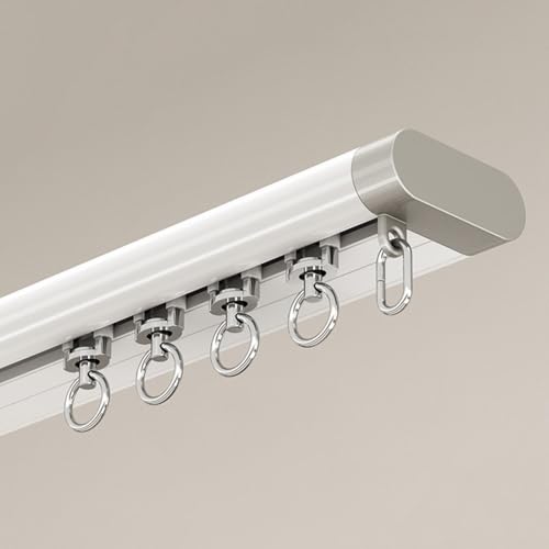 GQJNHUI Aluminium-Vorhangschiene Zur Deckenmontage, Geräuscharmes, Strapazierfähiges Vorhangschienenset, Gleitschienen Für Vorhänge, Raumteiler, Schlafzimmer, Wohnzimmer, Krankenhaus(4.70M) von GQJNHUI