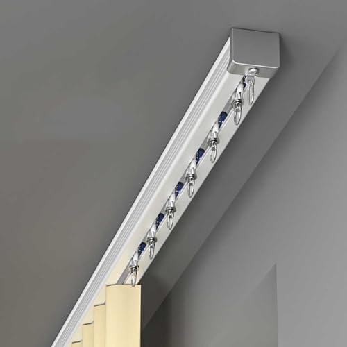 GQJNHUI Deckenmontierte Einzelvorhangschiene Mit Lagerrädern, Geräuscharme Vorhangschiene Aus Aluminiumlegierung Für Raumteiler, Fenster, Sichtschutz(4.80M) von GQJNHUI