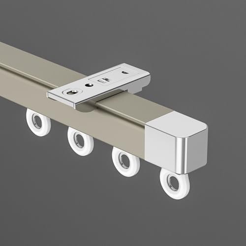 GQJNHUI Deckenmontierte Vorhangschiene, Aluminium, Strapazierfähige Vorhangschiene Mit Geräuscharmen Rollen, Geeignet Für Büro, Wohnzimmer Und Raumteiler(Champagne,1.90M) von GQJNHUI
