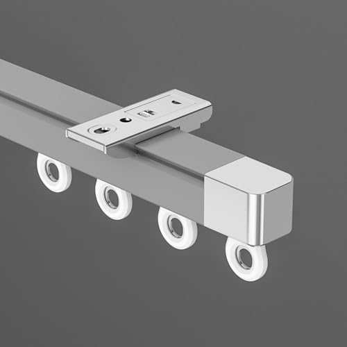 GQJNHUI Deckenmontierte Vorhangschiene, Aluminium, Strapazierfähige Vorhangschiene Mit Geräuscharmen Rollen, Geeignet Für Büro, Wohnzimmer Und Raumteiler(Gray,1.20M) von GQJNHUI