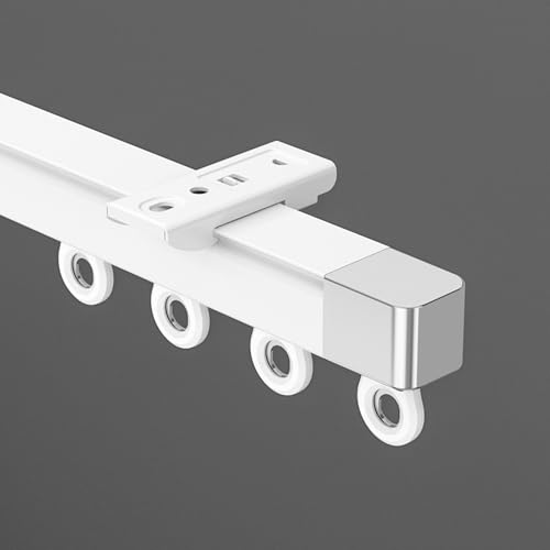 GQJNHUI Deckenmontierte Vorhangschiene, Aluminium, Strapazierfähige Vorhangschiene Mit Geräuscharmen Rollen, Geeignet Für Büro, Wohnzimmer Und Raumteiler(White,1.60 M) von GQJNHUI
