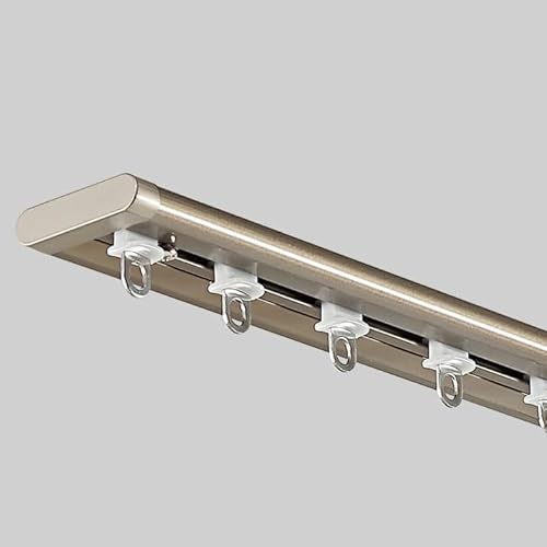 GQJNHUI Deckenvorhangschienenset, Ultradünne Aluminiumvorhangschiene, Schiebevorhangschiene Für Raumteiler, Wohnzimmer, Schlafzimmer, Büro(Champagne,4.80M) von GQJNHUI