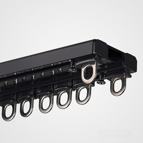 GQJNHUI Doppelschienenset Für Deckenvorhänge, Strapazierfähige, Miteinander Verbundene Doppelschienen, Aluminium-Vorhangschiene Für Schlafzimmer, Wohnzimmer, Wohnmobil, Büro(Black,1.0M) von GQJNHUI