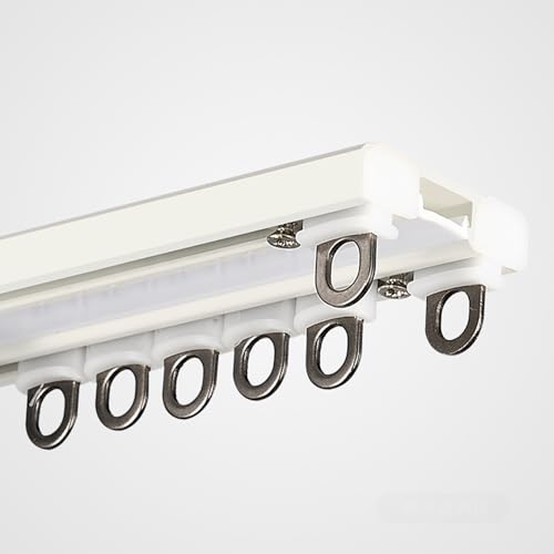 GQJNHUI Doppelschienenset Für Deckenvorhänge, Strapazierfähige, Miteinander Verbundene Doppelschienen, Aluminium-Vorhangschiene Für Schlafzimmer, Wohnzimmer, Wohnmobil, Büro(White,4.40M) von GQJNHUI