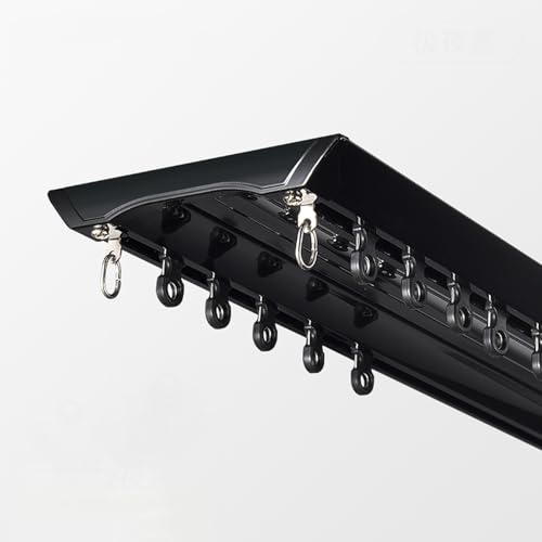 GQJNHUI Geräuscharme Doppelte Vorhangschiene Zur Deckenmontage, Robuste Vorhangschienen Aus Aluminium, Raumteiler-Vorhangschiene Für Schlafzimmer(Black,4.40M) von GQJNHUI