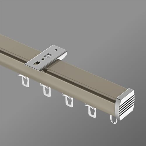 GQJNHUI Geräuscharme Vorhangschiene Mit Rollen,100cm|150cm|200cm|250cm|300cm|350cm|400cm|450cm|500cm Hochbelastbare Aluminium- Gardinenschienen,Decken- Oder Wandmontage(Champagne-Ceiling Mount,2.50M) von GQJNHUI