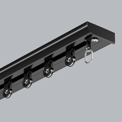 GQJNHUI Ultra-dünne Vorhangschiene, Strapazierfähige Aluminium-Deckenvorhangschiene, Schiebevorhangschiene Für Raumteiler, Wohnzimmer, Schlafzimmer, Privatsphäre, Dusche(Black,1.50M) von GQJNHUI
