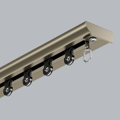 GQJNHUI Ultra-dünne Vorhangschiene, Strapazierfähige Aluminium-Deckenvorhangschiene, Schiebevorhangschiene Für Raumteiler, Wohnzimmer, Schlafzimmer, Privatsphäre, Dusche(Champagne,4.50M) von GQJNHUI