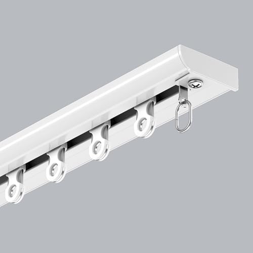 GQJNHUI Ultra-dünne Vorhangschiene, Strapazierfähige Aluminium-Deckenvorhangschiene, Schiebevorhangschiene Für Raumteiler, Wohnzimmer, Schlafzimmer, Privatsphäre, Dusche(White,4.50M) von GQJNHUI