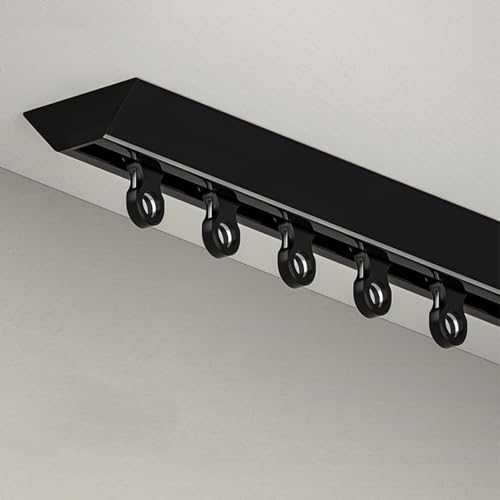 GQJNHUI Vorhangschiene, 90°-Eckverbinder, Geeignet Für L-förmige | U-förmige Schienen, Deckenvorhangschiene Für Wohnzimmer, Schlafzimmer, Duschabtrennung(Black,4.30M) von GQJNHUI