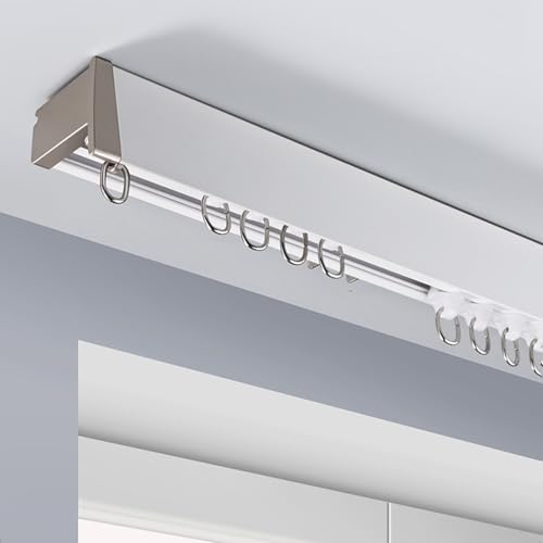 Geräuscharme Doppelte Vorhangschienen, Vorhangschienenset Zur Decken- Oder Wandmontage, Vorhangschiene Aus Aluminiumlegierung, Für Wohnzimmer, Fenster, Privatsphäre(Ceiling installation,1.10M) von GQJNHUI