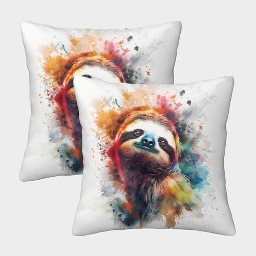GQLIDDAOE Faultier 2er Set Kissenbezug Dekokissen Kissenhülle für Sofa Stuhl Bett Garten 45x45cm von GQLIDDAOE