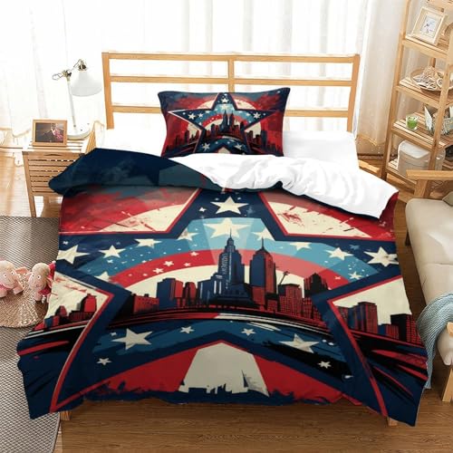 GQLIDDAOE USA 3D Gedruckt Bettwäsche Sets 2 Teilig Bettbezug Set Mit Kissenbezug Soft Microfaser Luxus Modern Mit Reißverschluss Für Erwachsene Und Kinder Single（135x200cm） von GQLIDDAOE