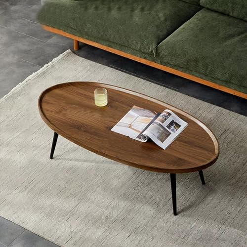 GQMYCDM Ovaler Couchtisch Holz, Rustikaler Coffee Table, Mid-Century Modern, Sofatisch, Satztische, Mitteltisch für Wohnzimmertisch, Schlafzimmer, Büromöbel (Color : Brown, Size : 80cm/31.5in) von GQMYCDM