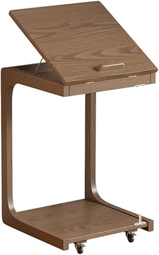 GQQDDD Sofatisch mit Rollen, Beistelltisch, Holz-Sofatisch mit verstellbarer Tischplatte für Wohnzimmer, Schlafzimmer (Größe: 40 x 39 x 63 cm) von GQQDDD
