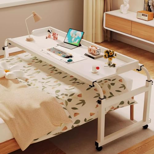 Überbettet Schreibtisch Höllenverstellbar, Rolling Computerstuhl Mit verstellbarem Höjd Esenschale Schreibtisch Rollender Medizinischer Tisch Beastbarer Schreibtisch Mit Läppen Unterlegscheibe Sofa von GQQDDD