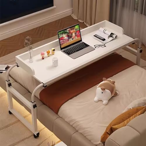 Überbetttisch Mit Rädern, Laptopwagen Über Bett Schreibtisch Computer Mobile Multifunktionstisch Steharbeitsplatz Einstellbare Höhe Und Länge Lebensmittelschublade Schreibtisch Rollende Medizinische von GQQDDD