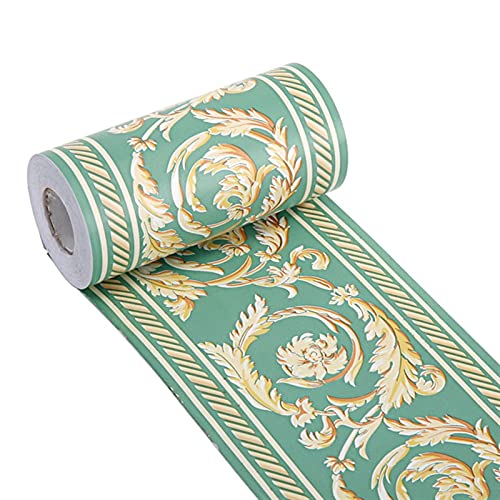 GQQG 10m Selbstklebende Bordüre Tapete, PVC wasserdichte Tapete Bordüre Dekoration, Türrahmen Wandkantenschutz Home Wanddekoration für Wohnzimmer Badezimmer Küche Fliesen (Blanco : Verde) von GQQG