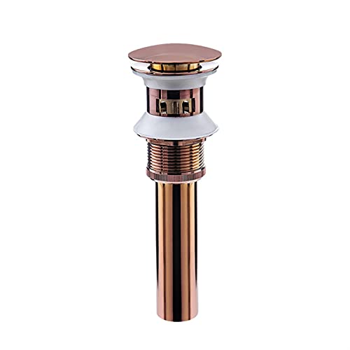 GQQG Ablaufgarnitur waschbecken Messing pop up mit überlauf, Ablaufventil Push Open Ventil Ablauf Runder für Waschtisch/Waschbecken, Eingebautes Anti-Clogging-Sieb (Color : Rose Gold) von GQQG