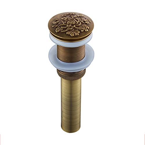 GQQG Universal Ablaufgarnitur Waschbecken Messing pop up, Ablaufventil Push Open Ventil Ablauf Runder für Waschtisch/Waschbecken, Bronze (Color : Without Overflow, Size : A) von GQQG