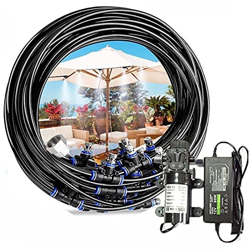 Sprühnebel Kühlung Terrasse Garten Gewächshaus Pavillon Wasserzerstäuber mit 12V Pumpe, Bewässerungssystem Outdoor Misting System Wasser Cooling Sprinkler System für Rasen, Blume, Outdoor von GQQG