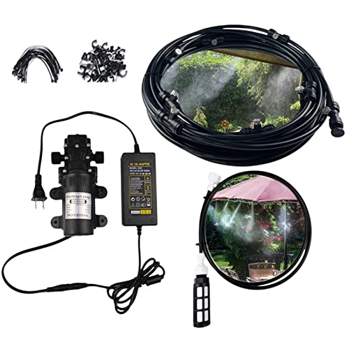 Sprühnebel Kühlung Terrasse Garten Gewächshaus Pavillon Wasserzerstäuber mit 12V Pumpe, Bewässerungssystem Outdoor Misting System Wasser Cooling Sprinkler System für Rasen, Blume, Outdoor von GQQG