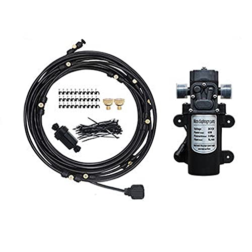 Sprühnebel Kühlung Terrasse Garten Gewächshaus Pavillon Wasserzerstäuber mit 12V Pumpe, Bewässerungssystem Outdoor Misting System Wasser Cooling Sprinkler System für Rasen, Blume, Outdoor Sprühnebel Kühlung Terrasse Garten Gewächshaus Pavillon Wasserzerstäuber mit 12V Pumpe, Bewässerungssystem Outdoor Misting System Wasser Cooling Sprinkler System für Rasen, Blume, Outdoor von GQQG