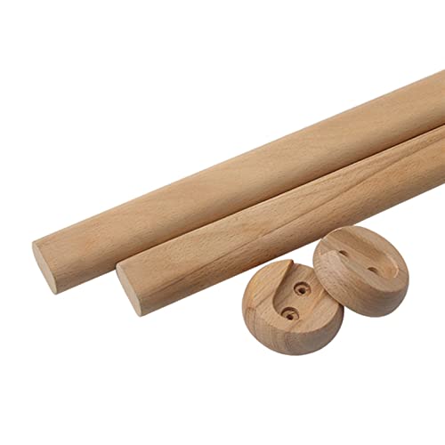 2 Stück Kit ovale Kleiderschrankstange | Kleiderstange - Hölzern Schrank-Stange Schrankrohr | Länge 400-1200 mm | Stange für Garderobe und Nische (Color : Wood Color, Size : 70cm/27.5Inch) von GQQGSHOP