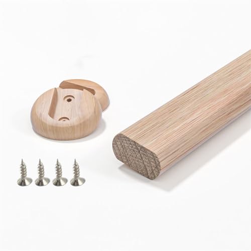 Kit ovale Kleiderschrankstange 1 Stück Kleiderstange - Hölzern Schrank-Stange Schrankrohr | Länge 400-1200 mm | Stange für Garderobe und Nische (Color : Beech, Size : 80cm/31.4Inch) von GQQGSHOP