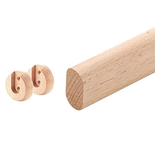 Kit ovale Kleiderschrankstange | Kleiderstange - 1 Stück Hölzern Schrank-Stange Schrankrohr | Länge 400-1200 mm | Stange für Garderobe und Nische (Color : Beech, Size : 120cm/47.2Inch) von GQQGSHOP