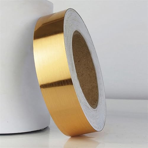 50m Selbstklebende Bordüre Tapete, PVC Wasserdichte Tapete Bordüre Dekoration, Türrahmen Wandkantenschutz Home Wanddekoration for Wohnzimmer Badezimmer Küche Fliesen (Color : Brushed gold, Size : W: von GQQGshop