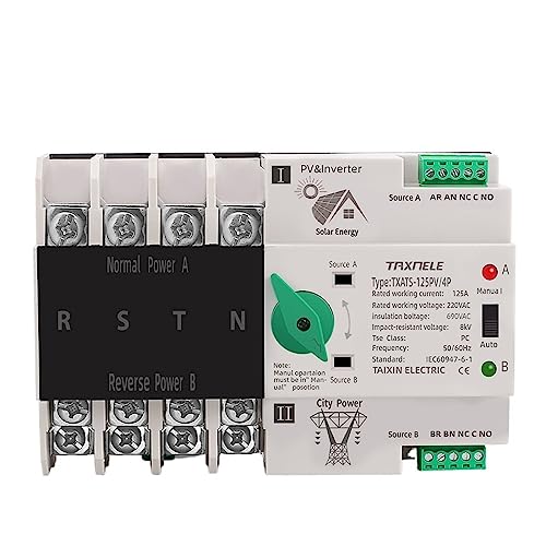 4P 4-Phasen-DIN-Schiene ATS PV-Wechselrichter Dual Power Automatic Transfer Selector Switches Unterbrechungsfreie 63A 100A 125A Photovoltaik(100A(PV)) von GQSSEFQCH