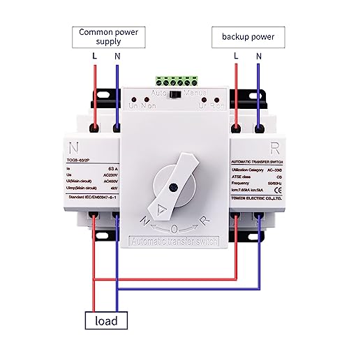 ATS 2P 63A 230V MCB Typ Dual Power Automatischer Transferschalter TOQ3-2P/63(2 INPUT 2 OUTPUT) von GQSSEFQCH