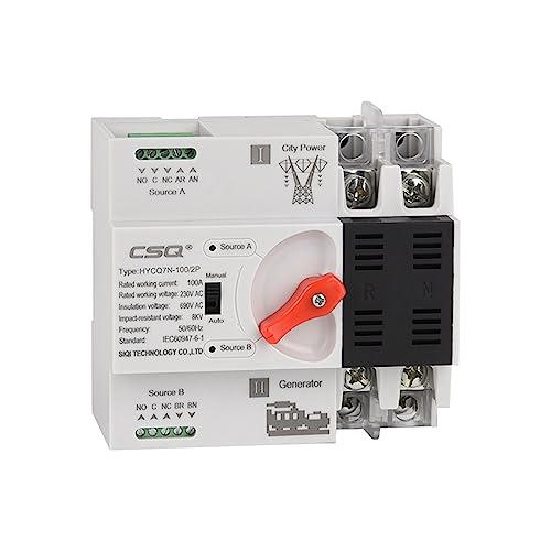 Din-Schiene 2P ATS 220V Dual Power Automatische Übertragung for Solar 63A 100A Elektrische Umschalter(2P Generator Type,100A) von GQSSEFQCH