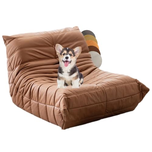 Bodensofa Lazy Sofa, Lounge Sofa mit Memory-Schaum, Cloud aus Wildlederimitat Sitzsack Sofa Bodensofa für Schlafzimmer, Wohnzimmer (Braun, 90*cm80cm*70cm) von GQTYBZ