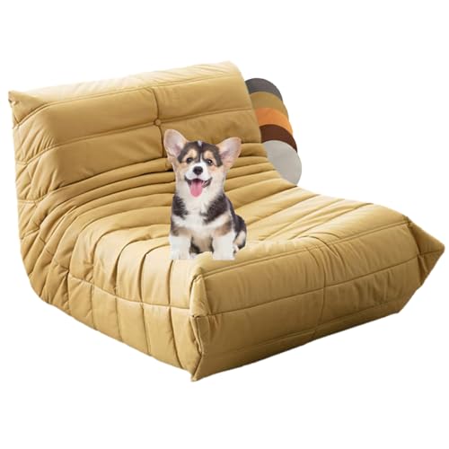 Bodensofa Lazy Sofa, Lounge Sofa mit Memory-Schaum, Cloud aus Wildlederimitat Sitzsack Sofa Bodensofa für Schlafzimmer, Wohnzimmer (Gelb, 90*cm70cm*70cm) von GQTYBZ
