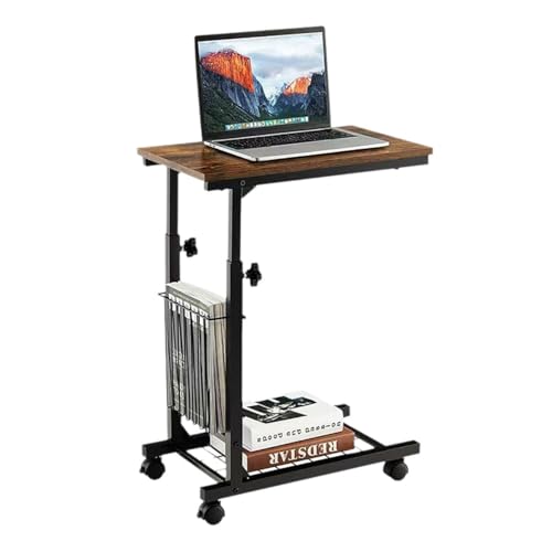 GQTYBZ Beistelltisch, Kaffeetisch C-Form, Kleiner Nachttisch, Mobiler Laptoptisch, Schmaler Sofatisch für Schlafzimmer Wohnzimmer, Braun von GQTYBZ