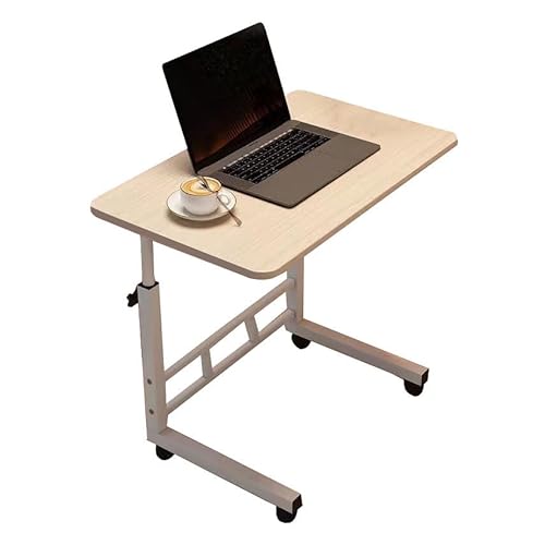 GQTYBZ Beistelltisch, Kaffeetisch C-Form, Mobiler Pflegetisch Mit Rollen, Höhenverstellbar Nachttisch, Moderner Minimalistischer Stil für Wohnzimmer Schlafzimmer, Beige Curry (Beige) von GQTYBZ