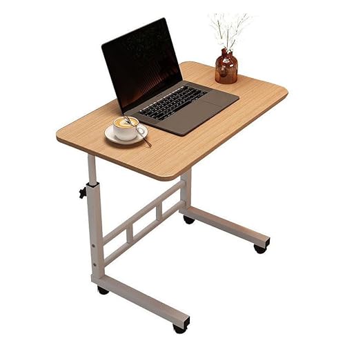 GQTYBZ Beistelltisch, Kaffeetisch C-Form, Mobiler Pflegetisch Mit Rollen, Höhenverstellbar Nachttisch, Moderner Minimalistischer Stil für Wohnzimmer Schlafzimmer, Beige Curry (Curry) von GQTYBZ