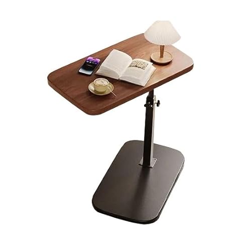 GQTYBZ Beistelltisch, Kaffeetisch C-Form, Sofatisch Höhenverstellbar, Nachttisch Mit Lagerregal, Pflegetisch für Schlafzimmer Wohnzimmer Balkon, Braun von GQTYBZ