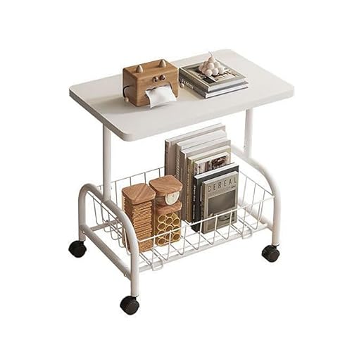 GQTYBZ Beistelltisch, Mobiler Laptoptisch, Kaffeetisch C-Form, Sofatisch, Nachttisch für Wohnzimmer Schlafzimmer Balkon, Weiß von GQTYBZ
