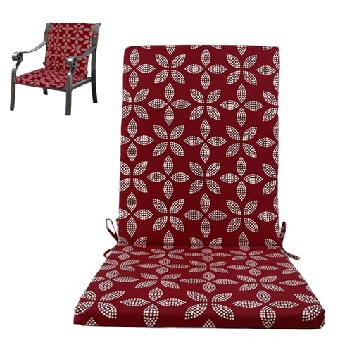 GQTYBZ Hochlehner Auflage, Dick Polster Gartenstuhlauflage, Tiefes Stuhlkissen Mit RüCkenlehne FüR Terrasse, SchaukelstüHle, Liegen Und Liegen (Rot, 45 * 48 * 60 * 3cm) von GQTYBZ
