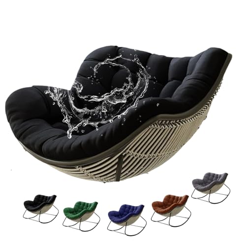 GQTYBZ Schaukelstuhl Auflage,Wasserdicht Rattan Wohnzimmer HäNgesessel Kissen Outdoor, FüR Eierschwungstuhl, Rattan -HäNgestuhl（Nur Kissen） (schwarz, 120 * 100 * 10cm) von GQTYBZ